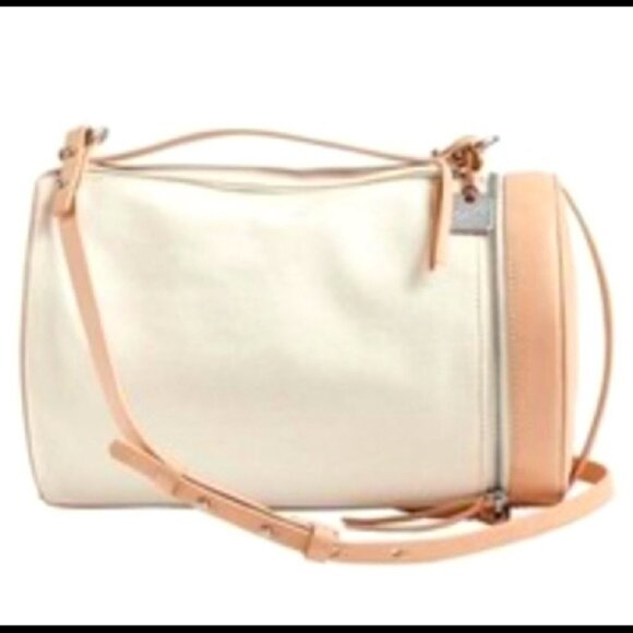 SKAGEN Denmark Trisse Barrel Leather and Canvass Crossbody Handbag NWT - Picture 1 of 14